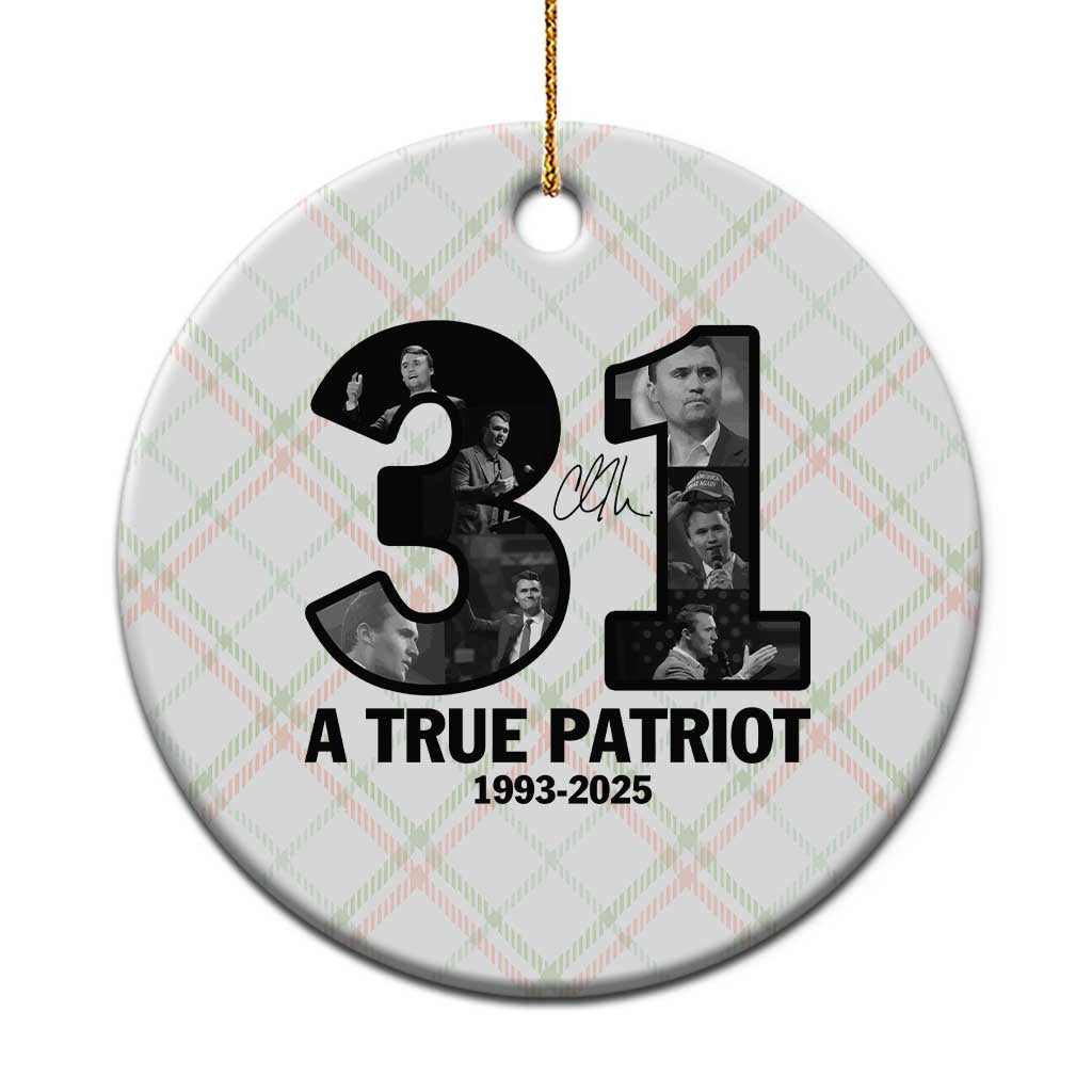 Freedom Number 31 Tribute Graphic Ceramic Ornament Thank You Charlie Kirk A True Patriot Memorial - Wonder Print Shop