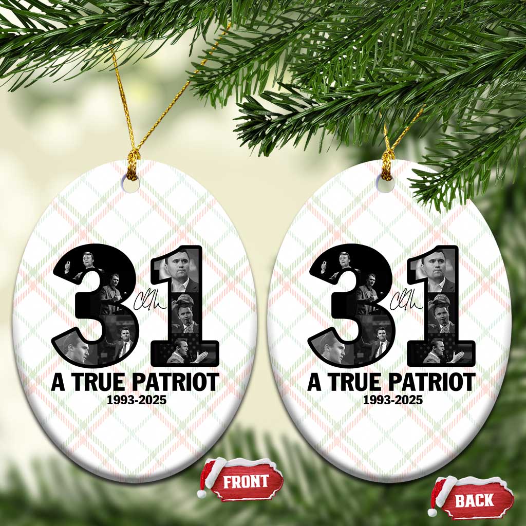 Freedom Number 31 Tribute Graphic Ceramic Ornament Thank You Charlie Kirk A True Patriot Memorial - Wonder Print Shop