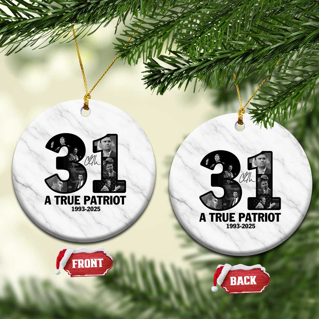 Freedom Number 31 Tribute Graphic Ceramic Ornament Thank You Charlie Kirk A True Patriot Memorial - Wonder Print Shop