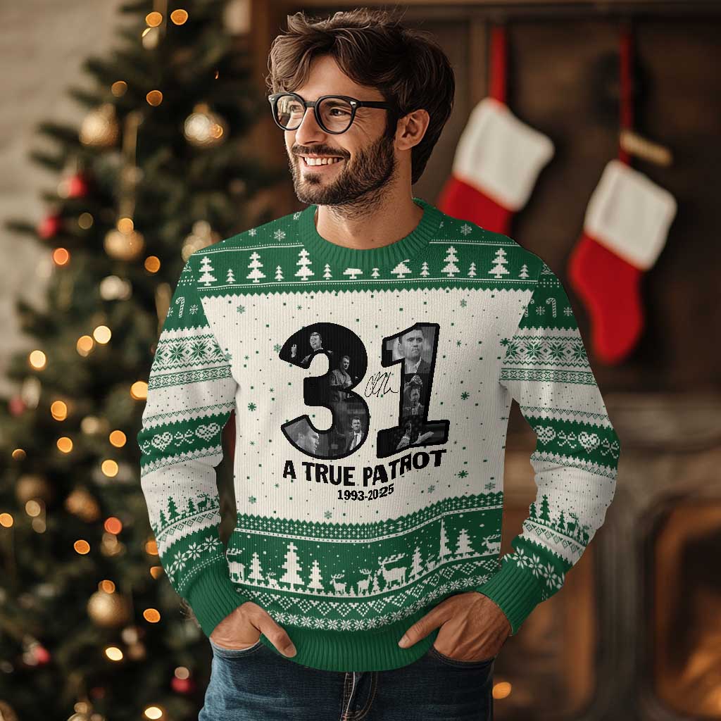 Freedom Number 31 Tribute Graphic Ugly Christmas Sweater Thank You Charlie Kirk A True Patriot Memorial - Wonder Print Shop