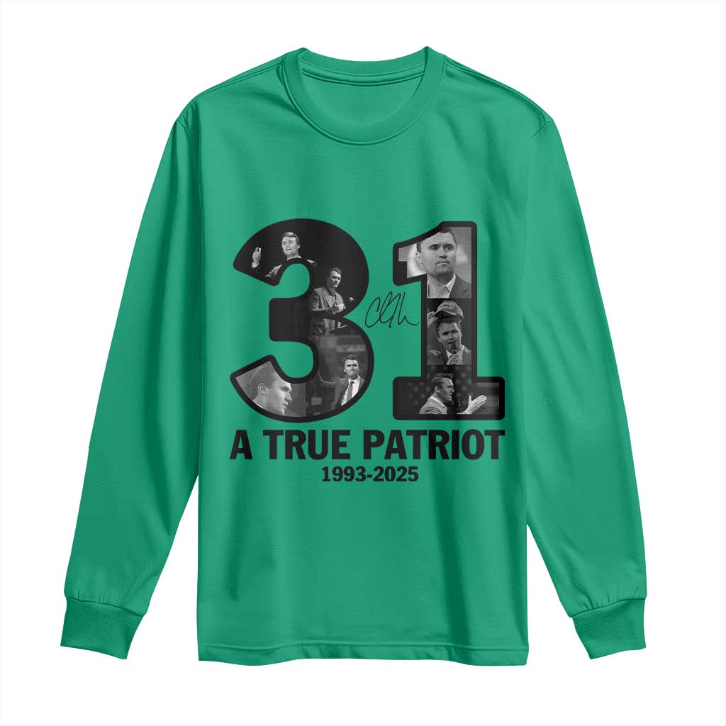 Freedom Number 31 Tribute Graphic Long Sleeve Shirt Thank You Charlie Kirk A True Patriot Memorial - Wonder Print Shop