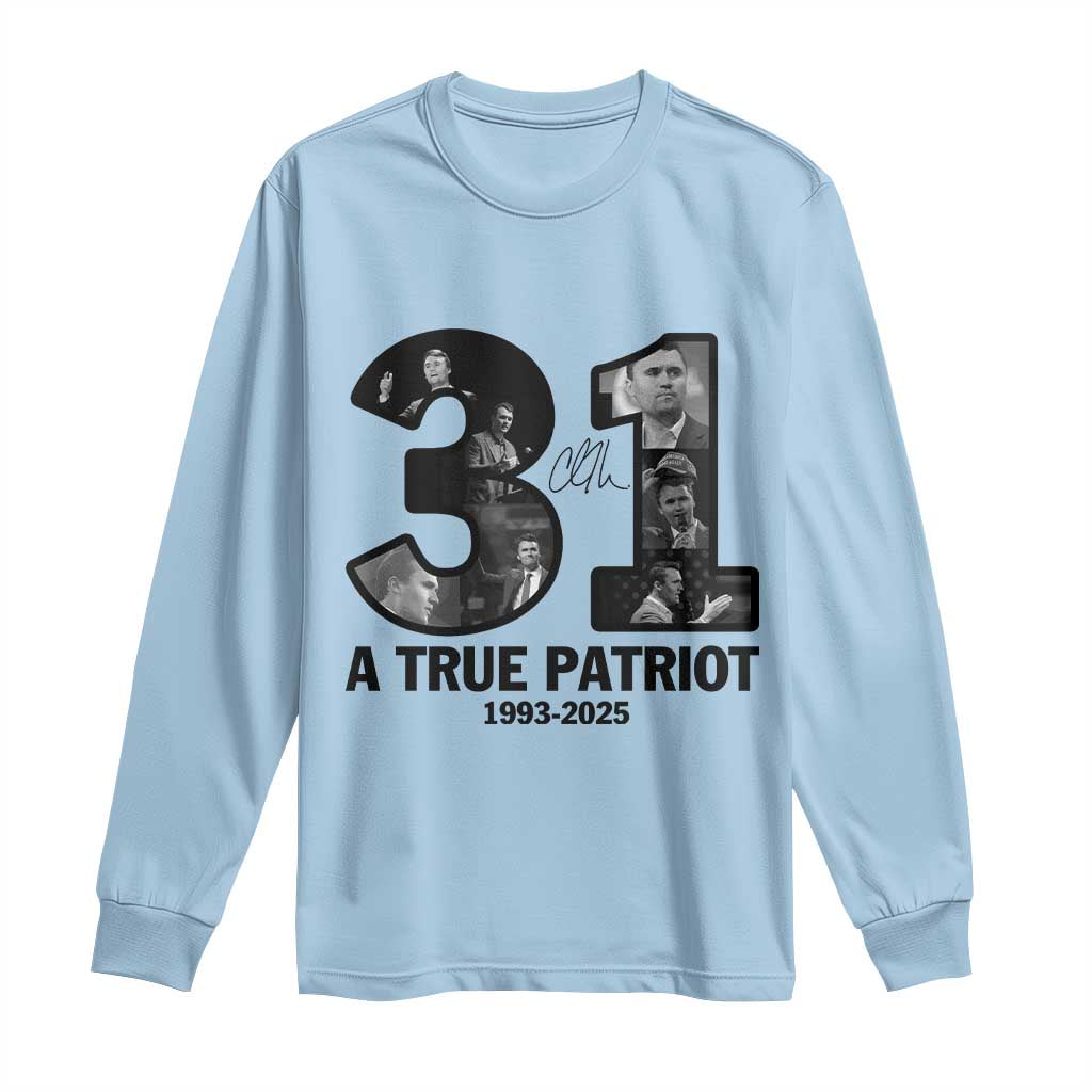 Freedom Number 31 Tribute Graphic Long Sleeve Shirt Thank You Charlie Kirk A True Patriot Memorial - Wonder Print Shop