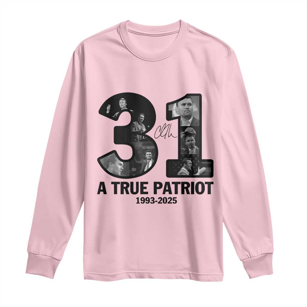 Freedom Number 31 Tribute Graphic Long Sleeve Shirt Thank You Charlie Kirk A True Patriot Memorial - Wonder Print Shop