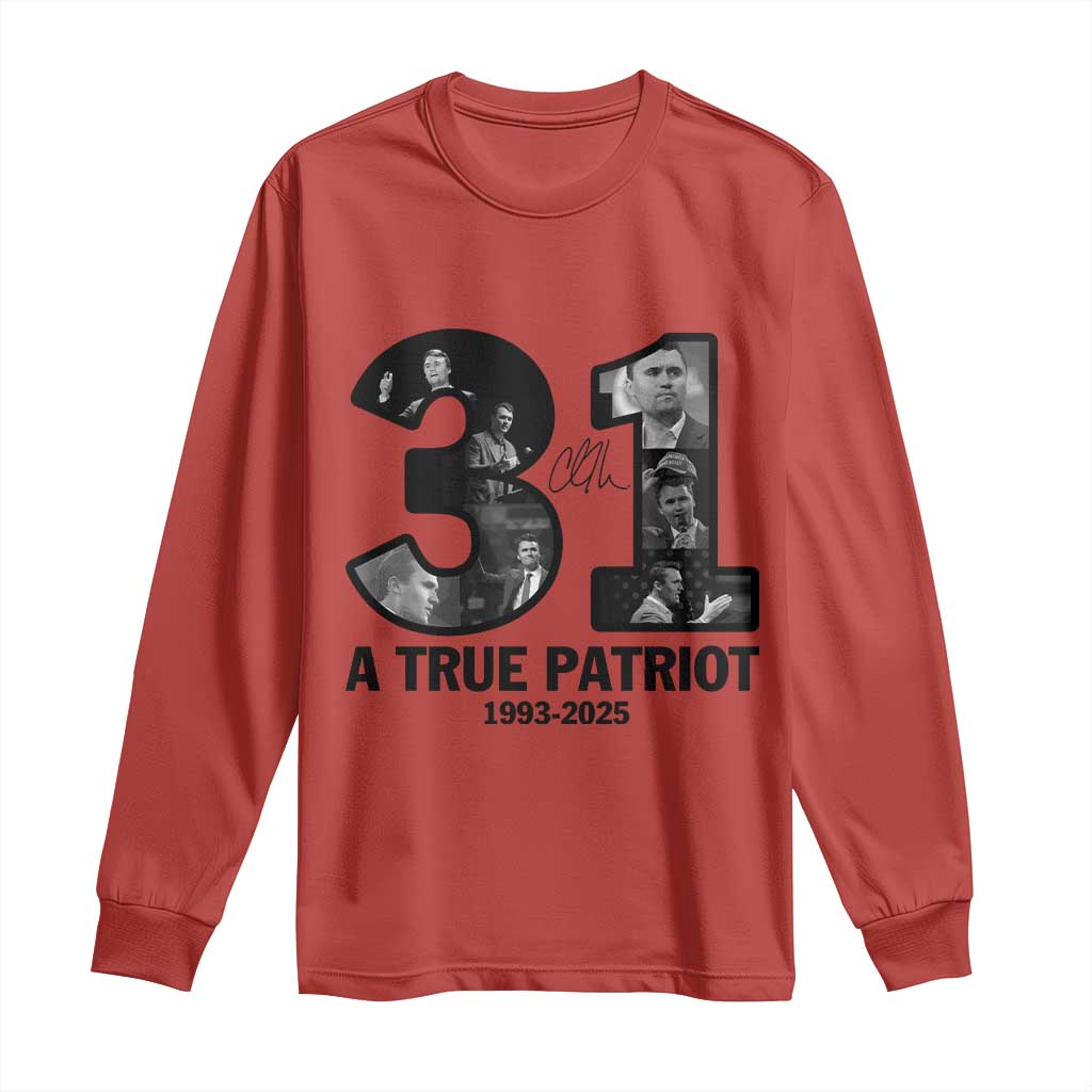Freedom Number 31 Tribute Graphic Long Sleeve Shirt Thank You Charlie Kirk A True Patriot Memorial - Wonder Print Shop