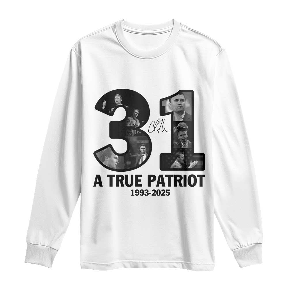 Freedom Number 31 Tribute Graphic Long Sleeve Shirt Thank You Charlie Kirk A True Patriot Memorial - Wonder Print Shop