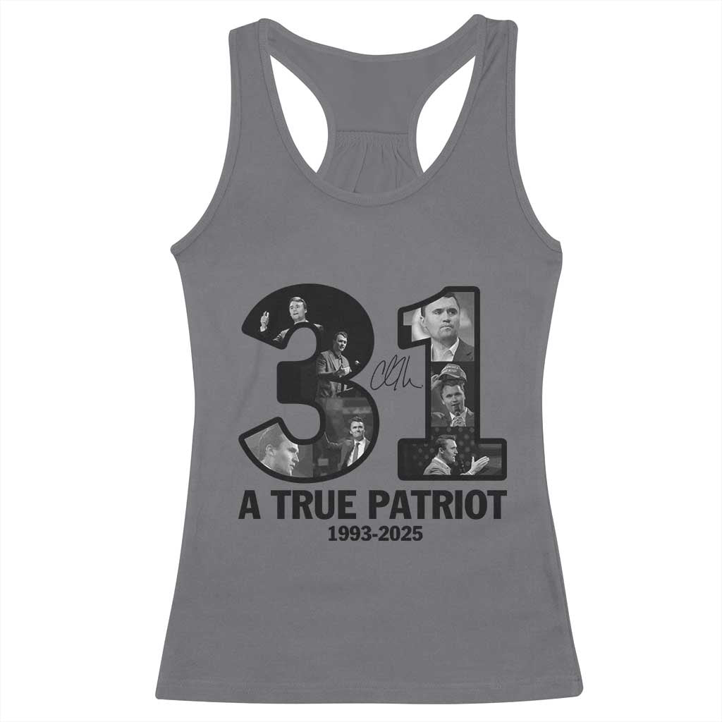 Freedom Number 31 Tribute Graphic Racerback Tank Top Thank You Charlie Kirk A True Patriot Memorial - Wonder Print Shop