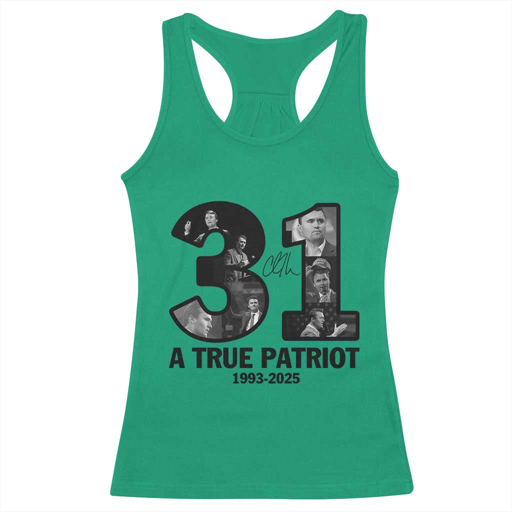 Freedom Number 31 Tribute Graphic Racerback Tank Top Thank You Charlie Kirk A True Patriot Memorial - Wonder Print Shop