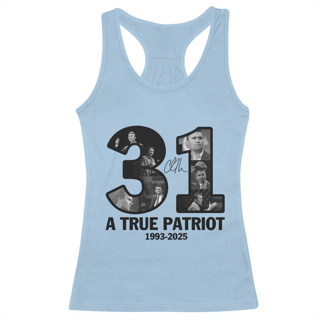 Freedom Number 31 Tribute Graphic Racerback Tank Top Thank You Charlie Kirk A True Patriot Memorial - Wonder Print Shop