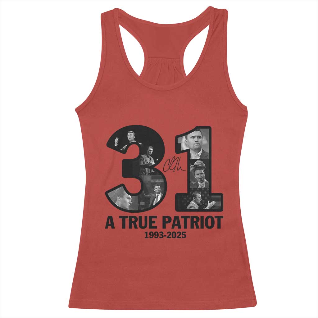 Freedom Number 31 Tribute Graphic Racerback Tank Top Thank You Charlie Kirk A True Patriot Memorial - Wonder Print Shop
