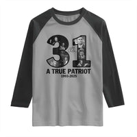 Freedom Number 31 Tribute Graphic Raglan Shirt Thank You Charlie Kirk A True Patriot Memorial - Wonder Print Shop