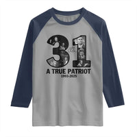 Freedom Number 31 Tribute Graphic Raglan Shirt Thank You Charlie Kirk A True Patriot Memorial - Wonder Print Shop