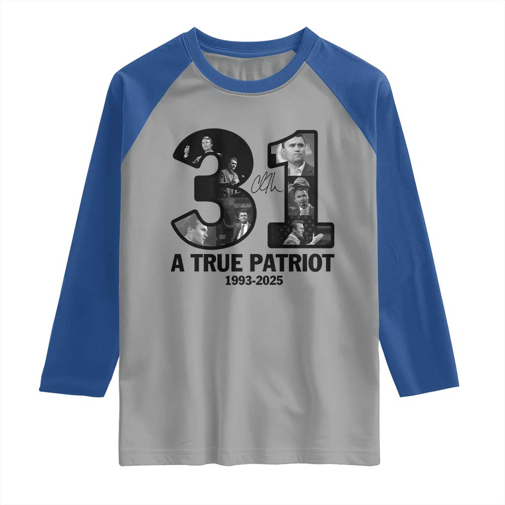 Freedom Number 31 Tribute Graphic Raglan Shirt Thank You Charlie Kirk A True Patriot Memorial - Wonder Print Shop