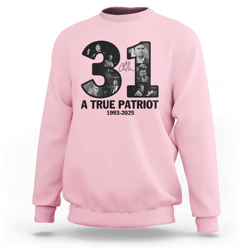 Freedom Number 31 Tribute Graphic Sweatshirt Thank You Charlie Kirk A True Patriot Memorial - Wonder Print Shop