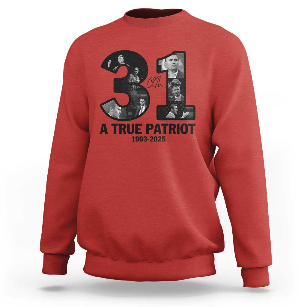 Freedom Number 31 Tribute Graphic Sweatshirt Thank You Charlie Kirk A True Patriot Memorial - Wonder Print Shop