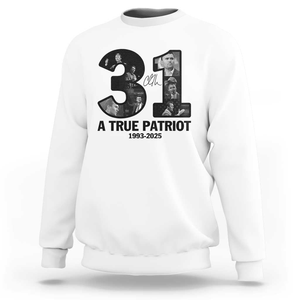 Freedom Number 31 Tribute Graphic Sweatshirt Thank You Charlie Kirk A True Patriot Memorial - Wonder Print Shop