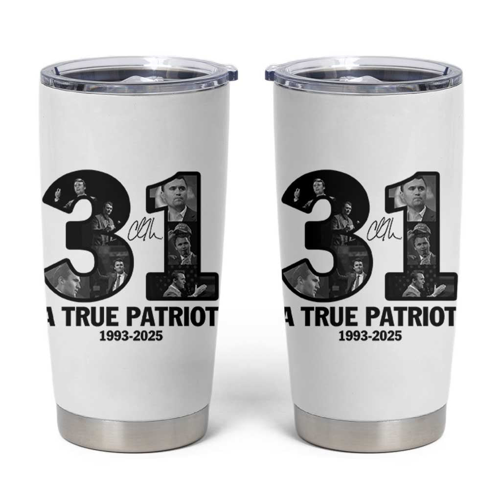 Freedom Number 31 Tribute Graphic Tumbler Cup Thank You Charlie Kirk A True Patriot Memorial - Wonder Print Shop