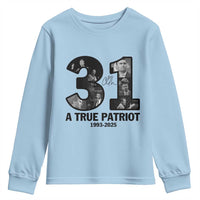 Freedom Number 31 Tribute Graphic Youth Sweatshirt Thank You Charlie Kirk A True Patriot Memorial - Wonder Print Shop