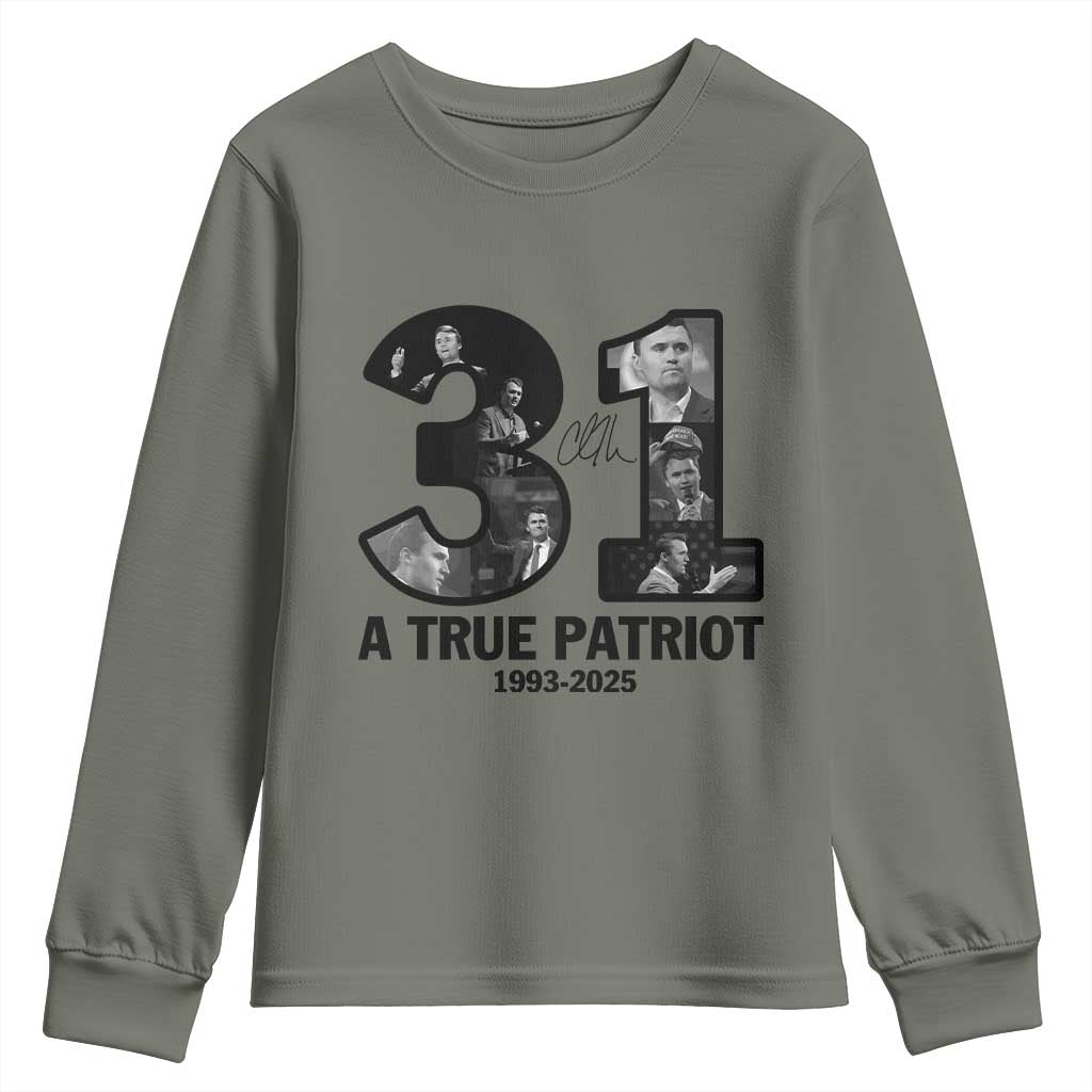 Freedom Number 31 Tribute Graphic Youth Sweatshirt Thank You Charlie Kirk A True Patriot Memorial - Wonder Print Shop