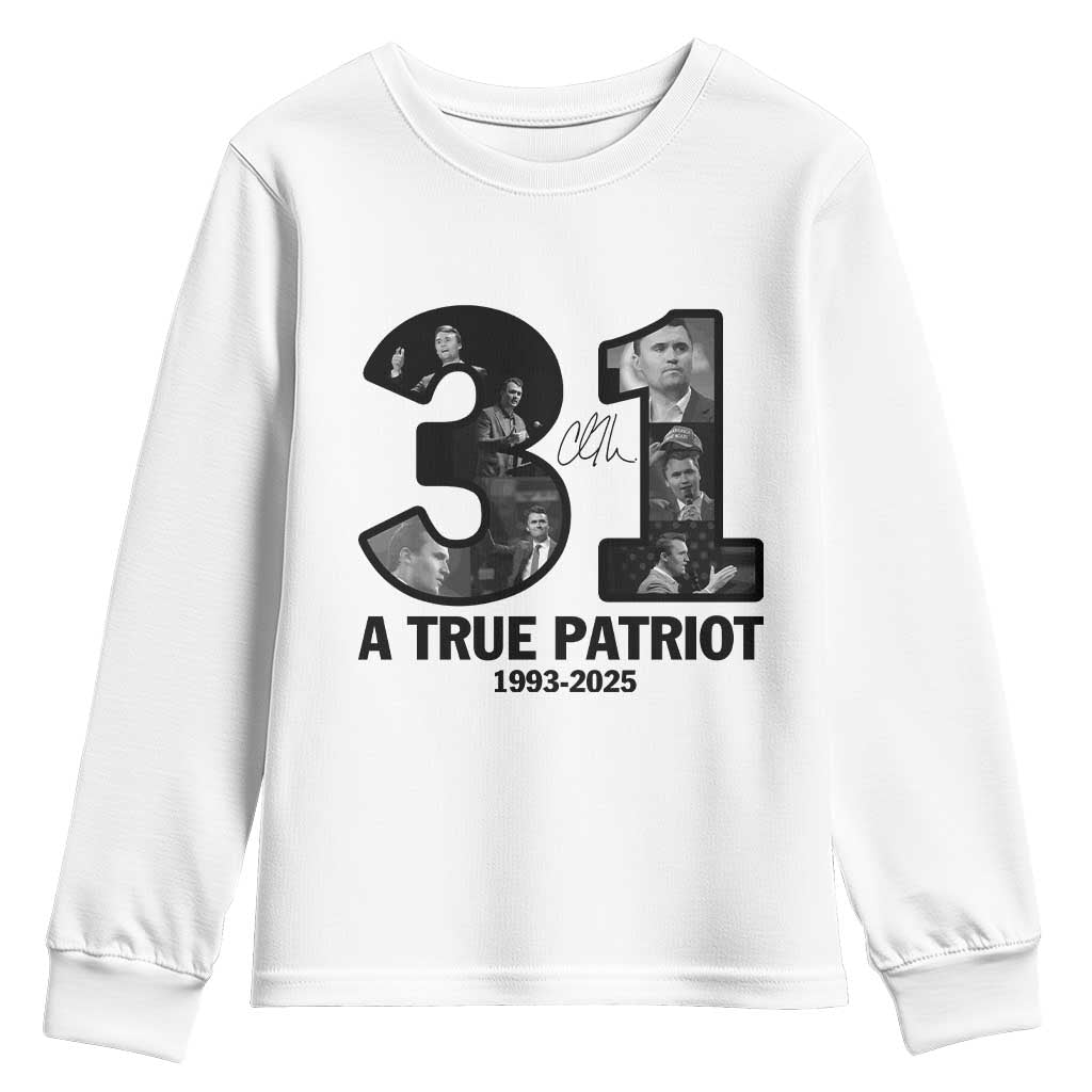 Freedom Number 31 Tribute Graphic Youth Sweatshirt Thank You Charlie Kirk A True Patriot Memorial - Wonder Print Shop