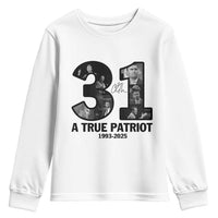 Freedom Number 31 Tribute Graphic Youth Sweatshirt Thank You Charlie Kirk A True Patriot Memorial - Wonder Print Shop