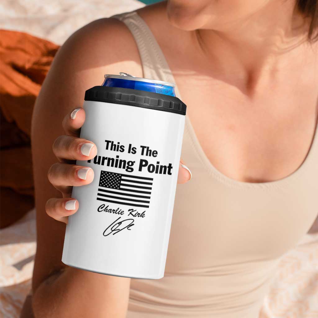 This is The Turning Point 4 in 1 Can Cooler Tumbler American Flag A True Patriot Statement - Wonder Print Shop