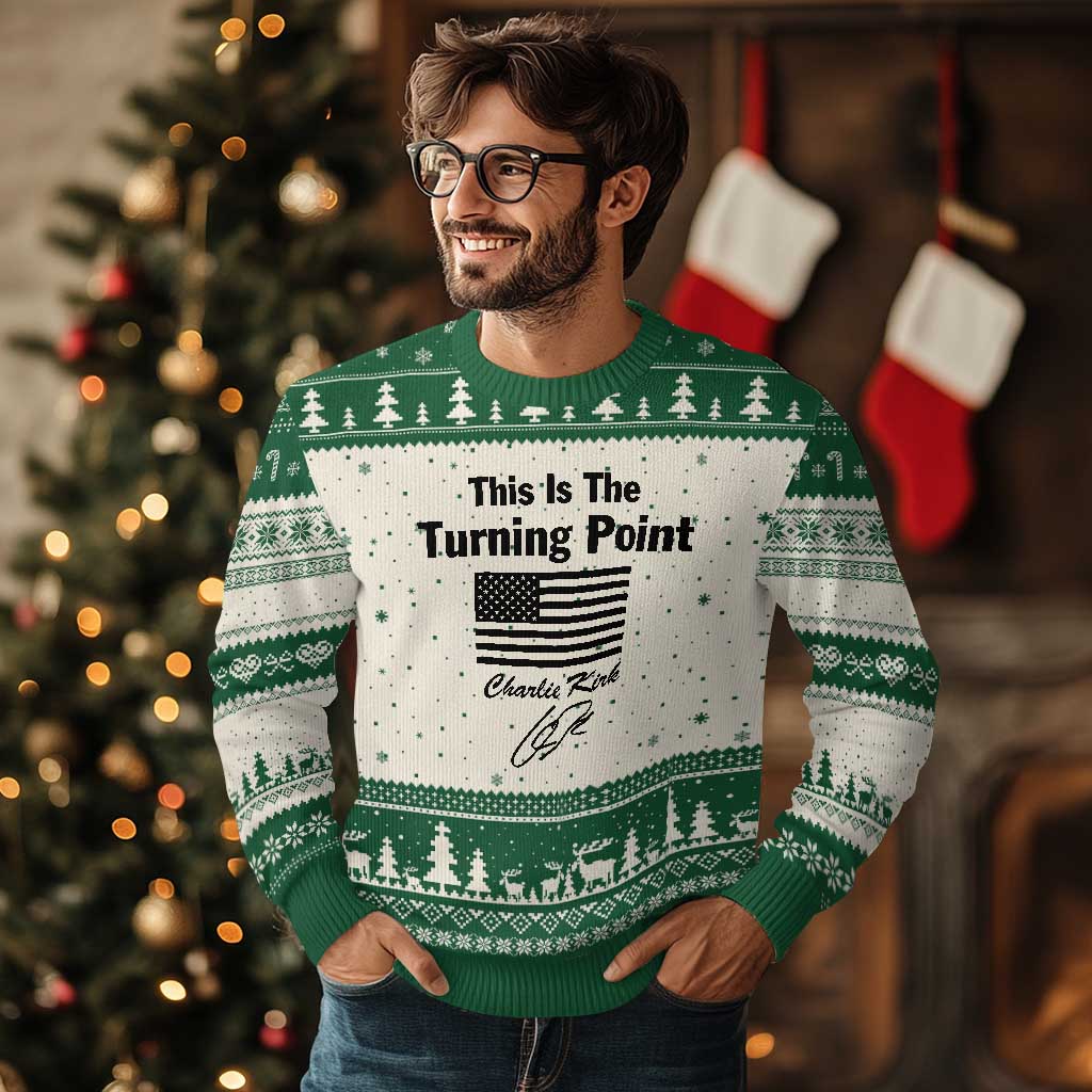 This is The Turning Point Ugly Christmas Sweater American Flag A True Patriot Statement - Wonder Print Shop