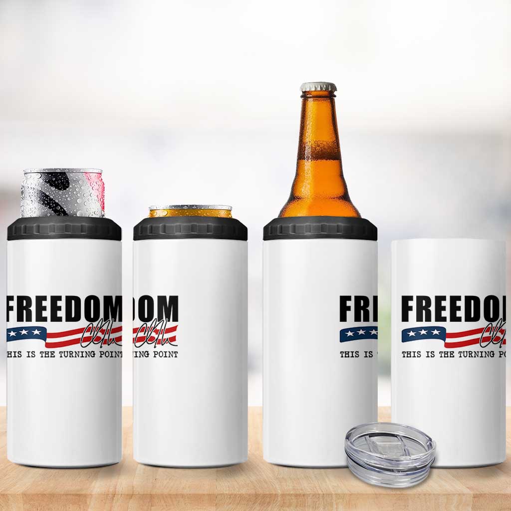 Freedom This Is The Turning Point 4 in 1 Can Cooler Tumbler True Patriot Liberty Defender American Flag - Wonder Print Shop