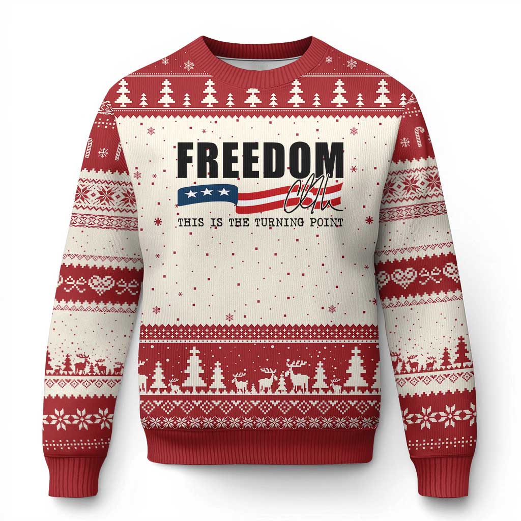 Freedom This Is The Turning Point Ugly Christmas Sweater True Patriot Liberty Defender American Flag - Wonder Print Shop