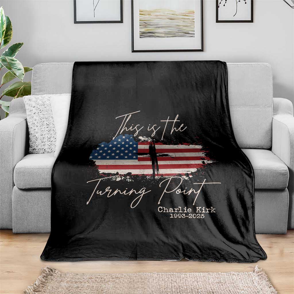 This is The Turning Point Memorial Throw Blanket Tribute to A True Patriot Christian Faith American Flag - Wonder Print Shop