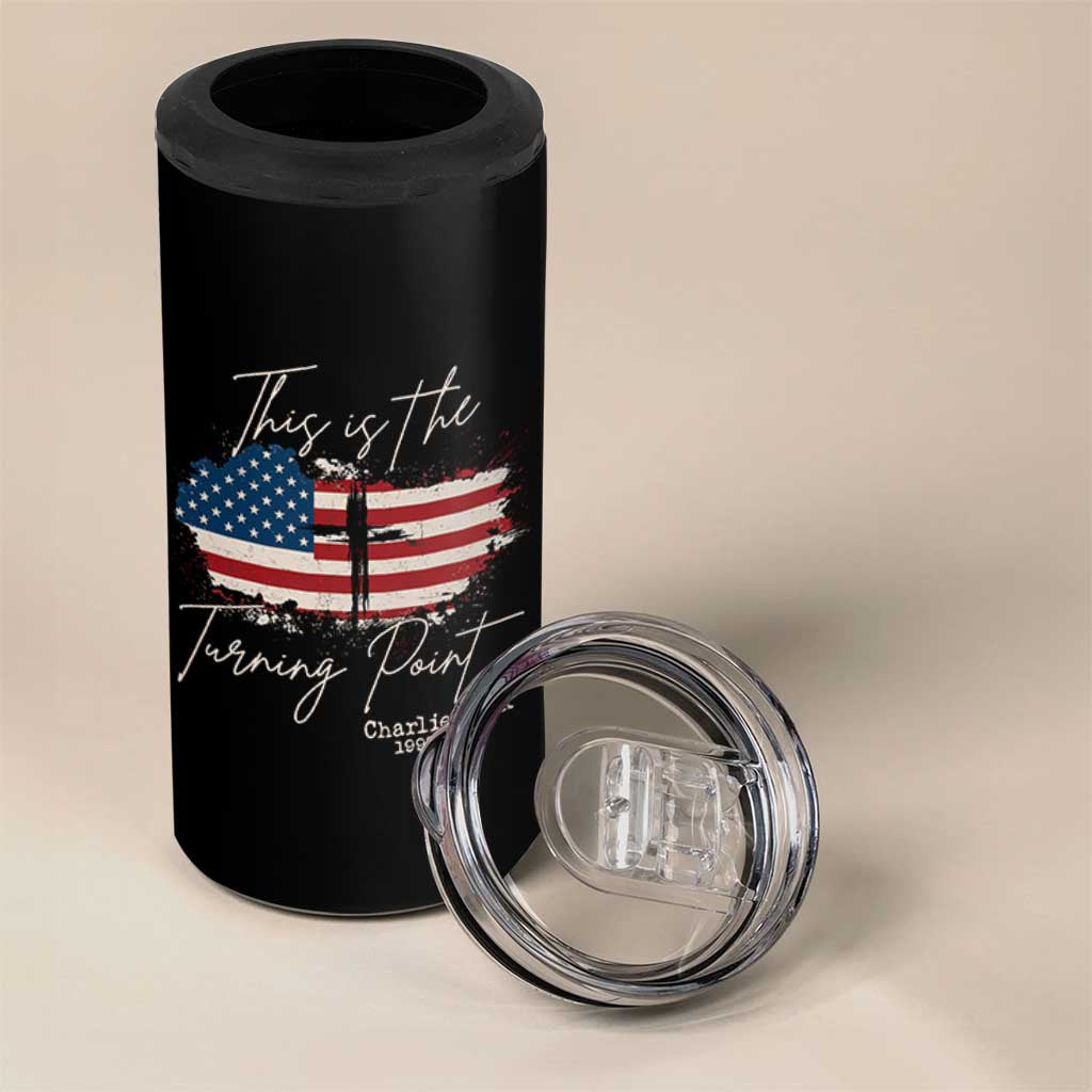 This is The Turning Point Memorial 4 in 1 Can Cooler Tumbler Tribute to A True Patriot Christian Faith American Flag - Wonder Print Shop