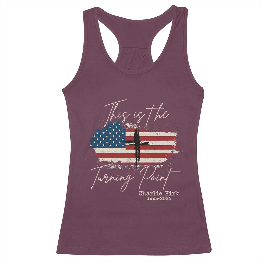 This is The Turning Point Memorial Racerback Tank Top Tribute to A True Patriot Christian Faith American Flag - Wonder Print Shop
