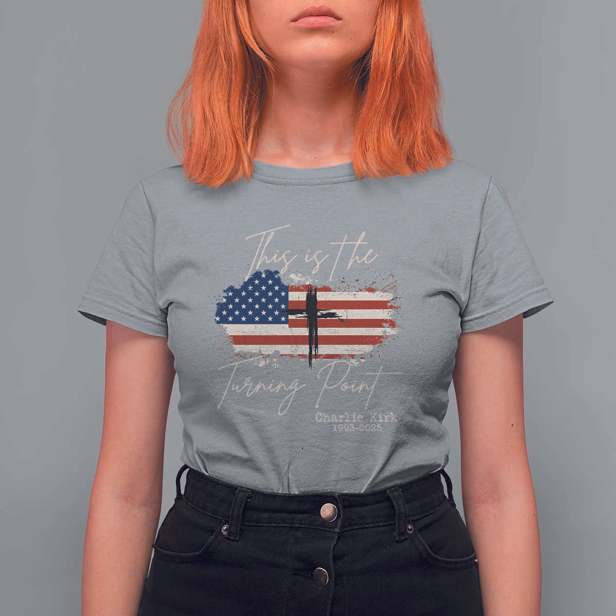 This is The Turning Point Memorial T Shirt For Women Tribute to A True Patriot Christian Faith American Flag - Wonder Print Shop