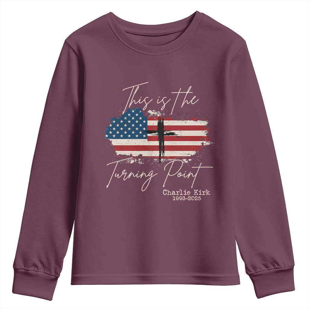 This is The Turning Point Memorial Youth Sweatshirt Tribute to A True Patriot Christian Faith American Flag - Wonder Print Shop