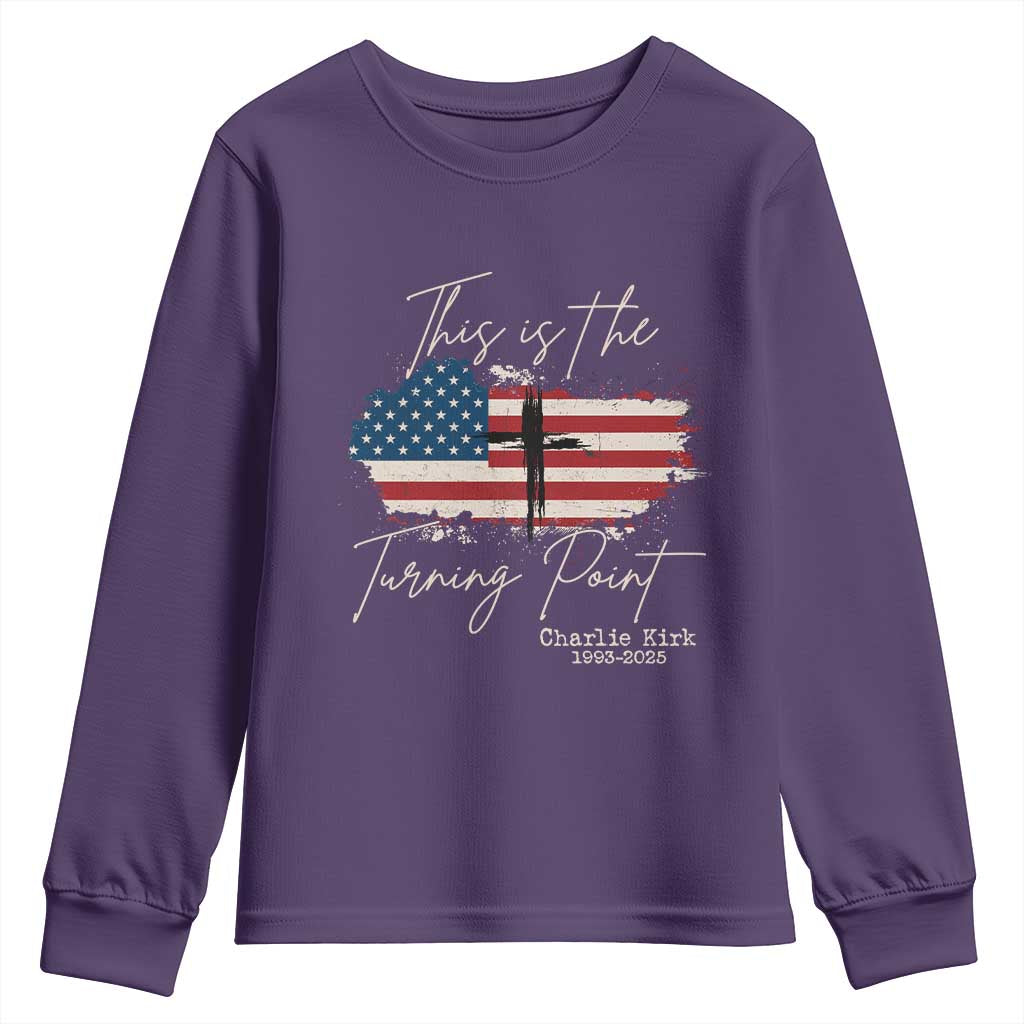 This is The Turning Point Memorial Youth Sweatshirt Tribute to A True Patriot Christian Faith American Flag - Wonder Print Shop