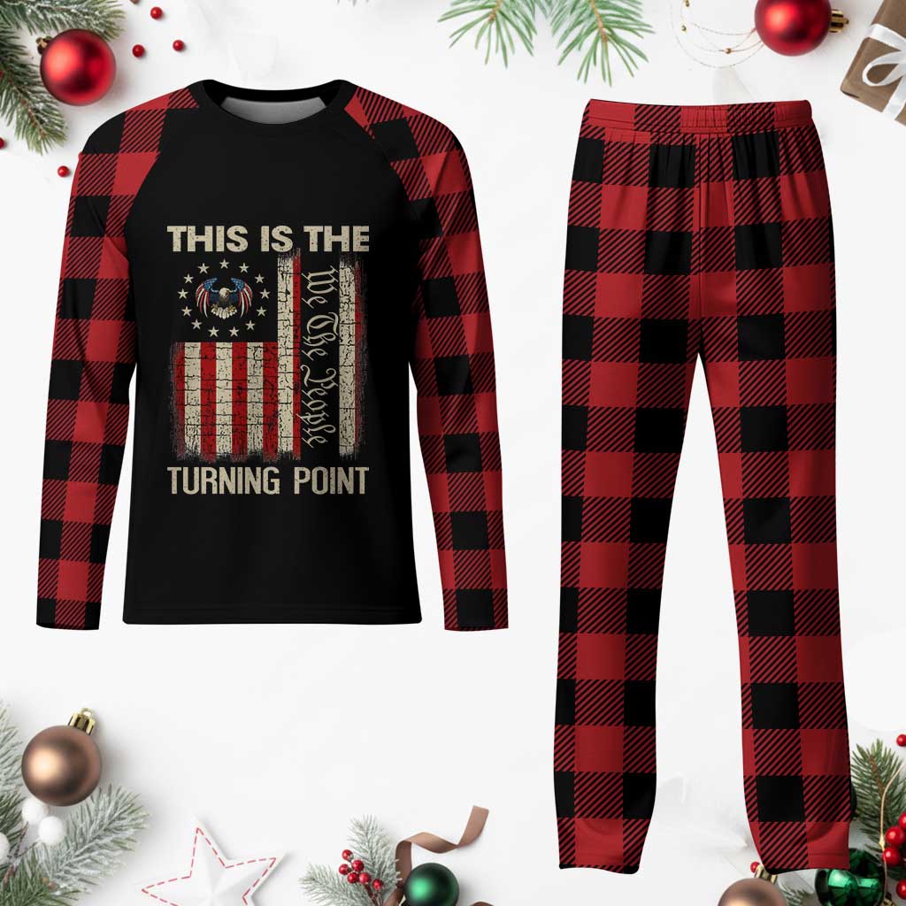 We the People Turning Point Plaid Pajama Set Vintage American Flag and Freedom Patriotic Eagle - Wonder Print Shop