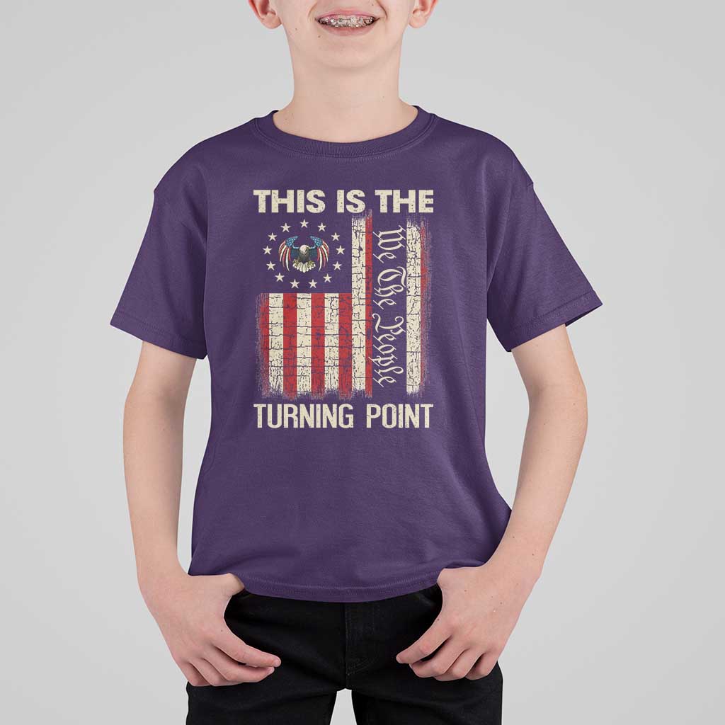 We the People Turning Point T Shirt For Kid Vintage American Flag and Freedom Patriotic Eagle - Wonder Print Shop