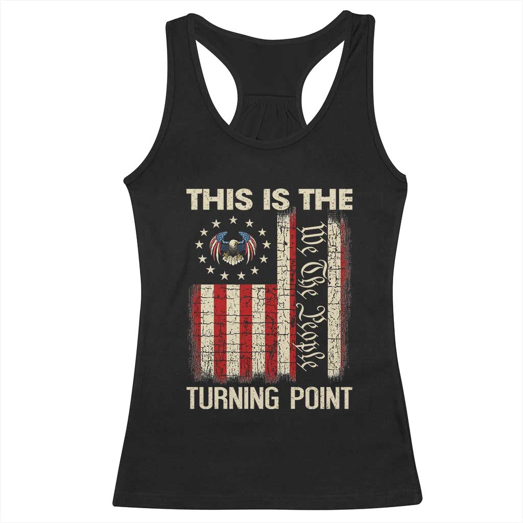 We the People Turning Point Racerback Tank Top Vintage American Flag and Freedom Patriotic Eagle - Wonder Print Shop