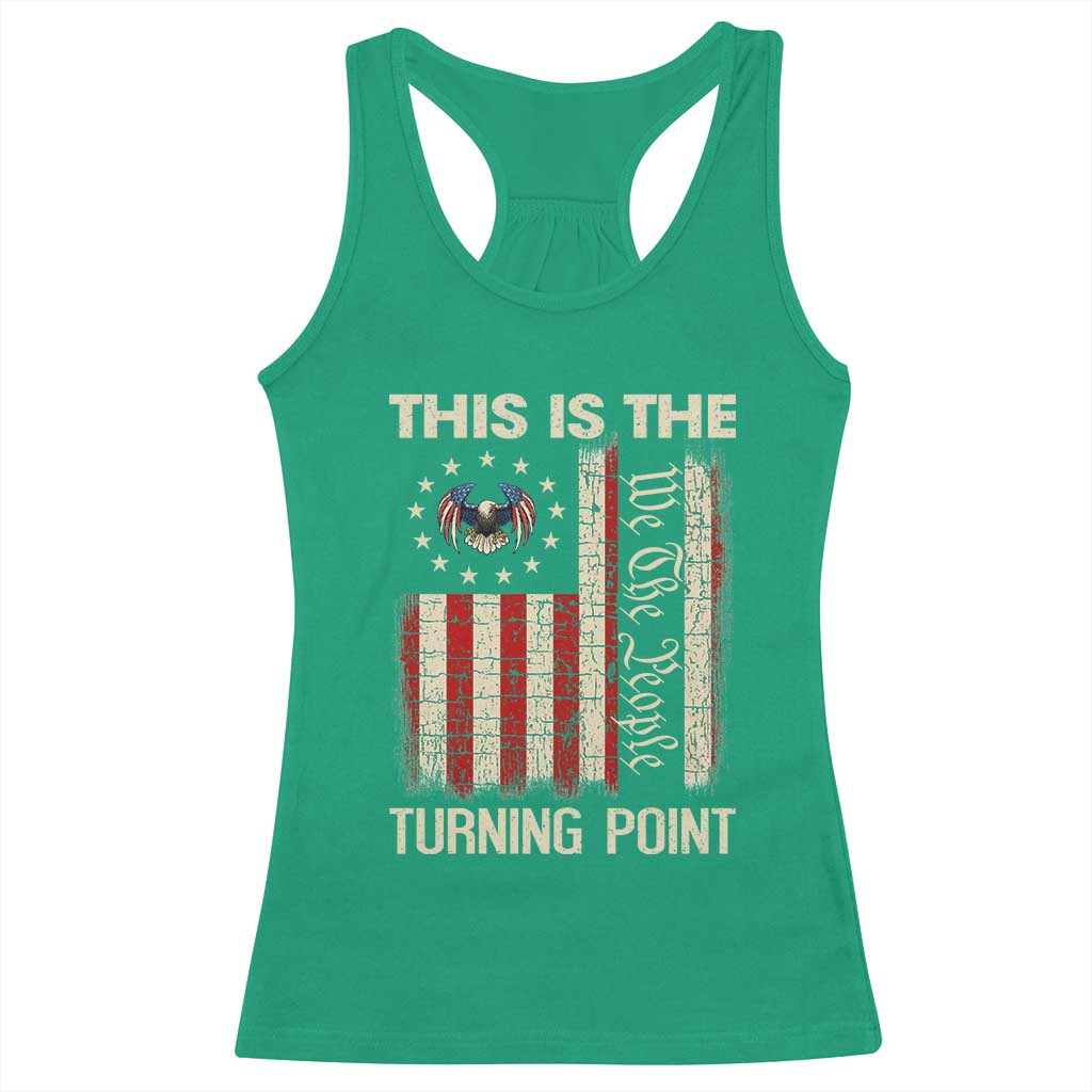 We the People Turning Point Racerback Tank Top Vintage American Flag and Freedom Patriotic Eagle - Wonder Print Shop