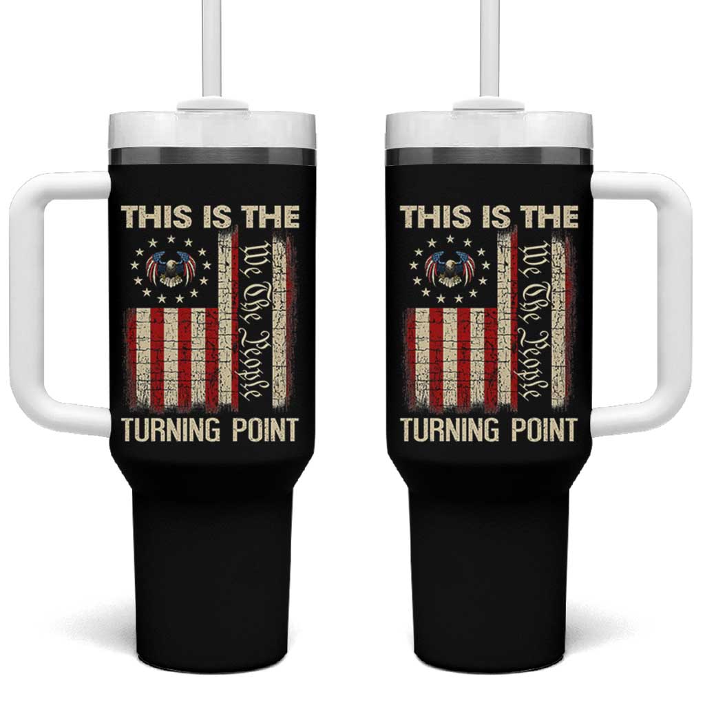 We the People Turning Point Tumbler With Handle Vintage American Flag and Freedom Patriotic Eagle - Wonder Print Shop
