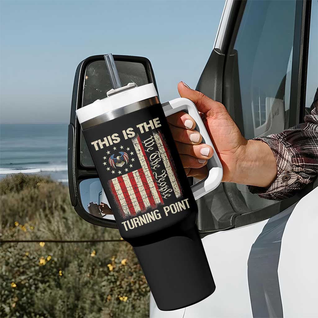 We the People Turning Point Tumbler With Handle Vintage American Flag and Freedom Patriotic Eagle - Wonder Print Shop