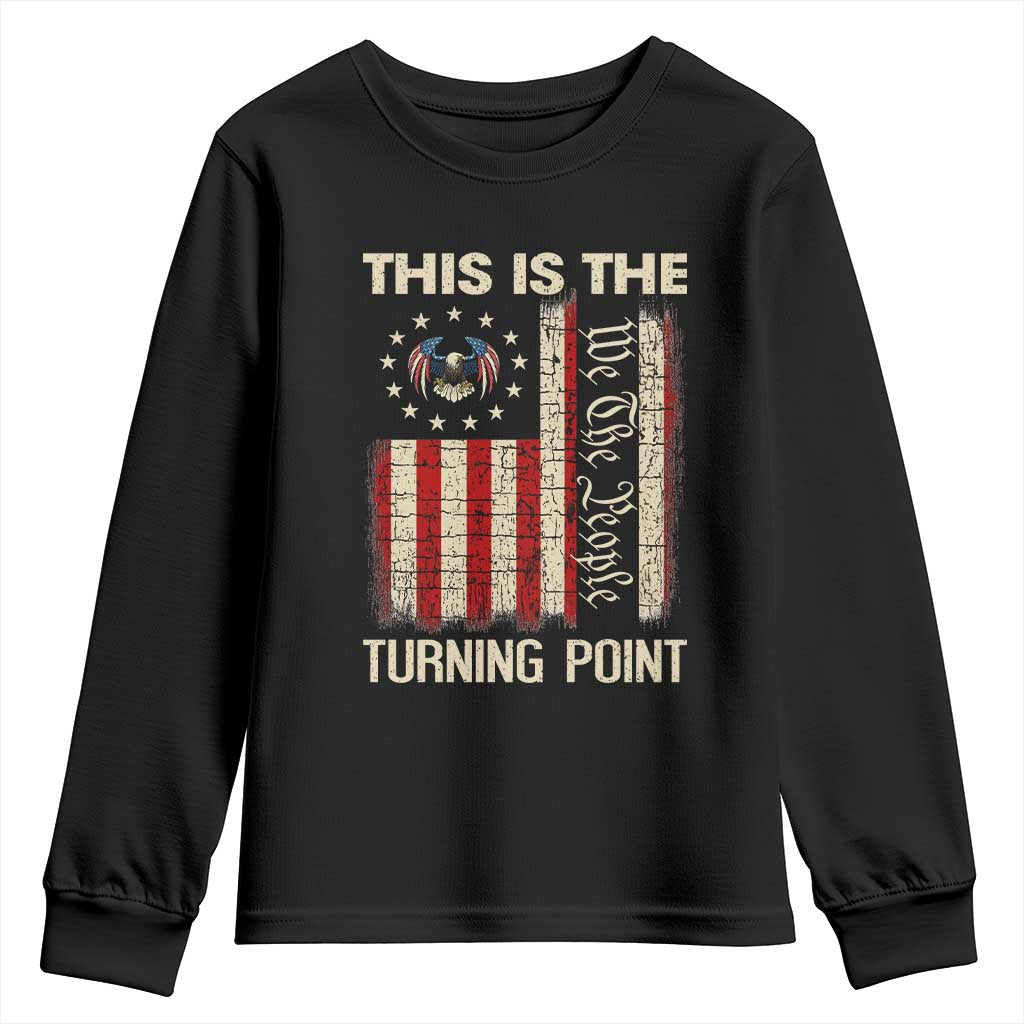 We the People Turning Point Youth Sweatshirt Vintage American Flag and Freedom Patriotic Eagle - Wonder Print Shop