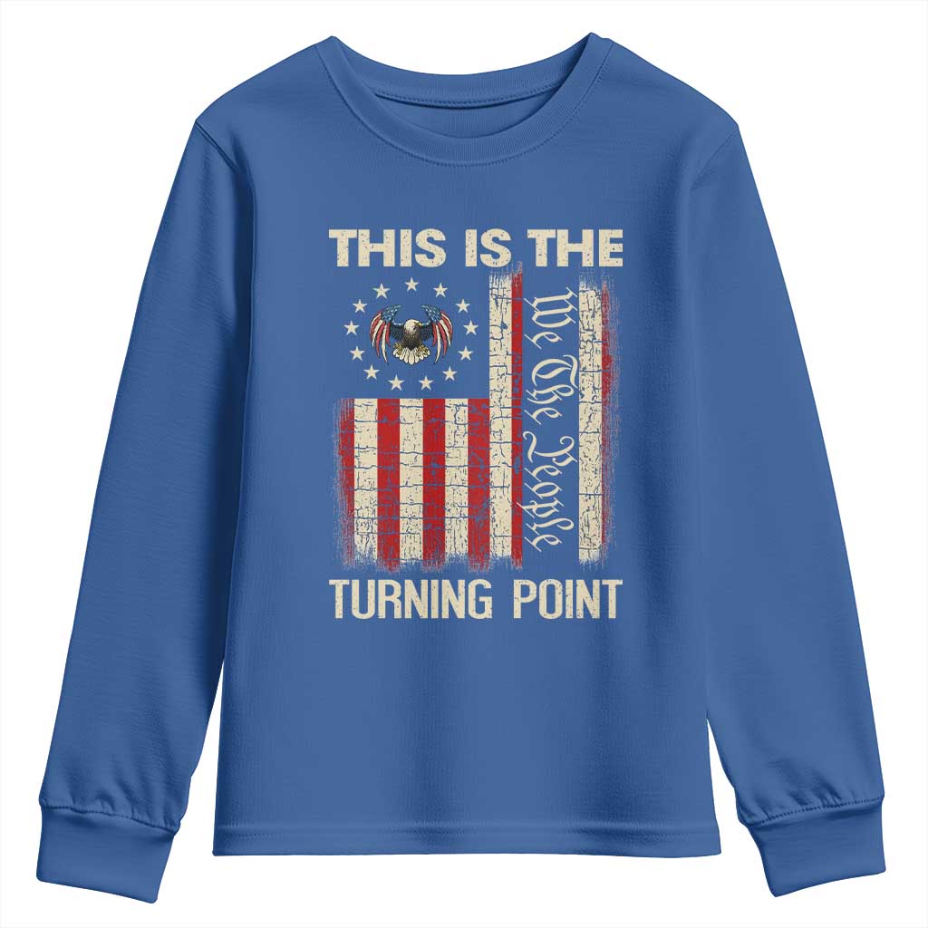 We the People Turning Point Youth Sweatshirt Vintage American Flag and Freedom Patriotic Eagle - Wonder Print Shop