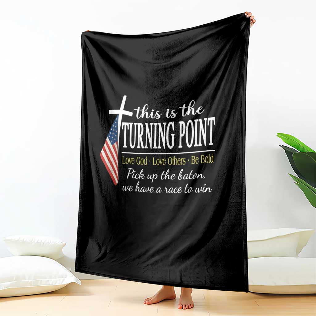 Faith Fueled Turning Point Throw Blanket Christian Patriot Cross and American Flag - Wonder Print Shop
