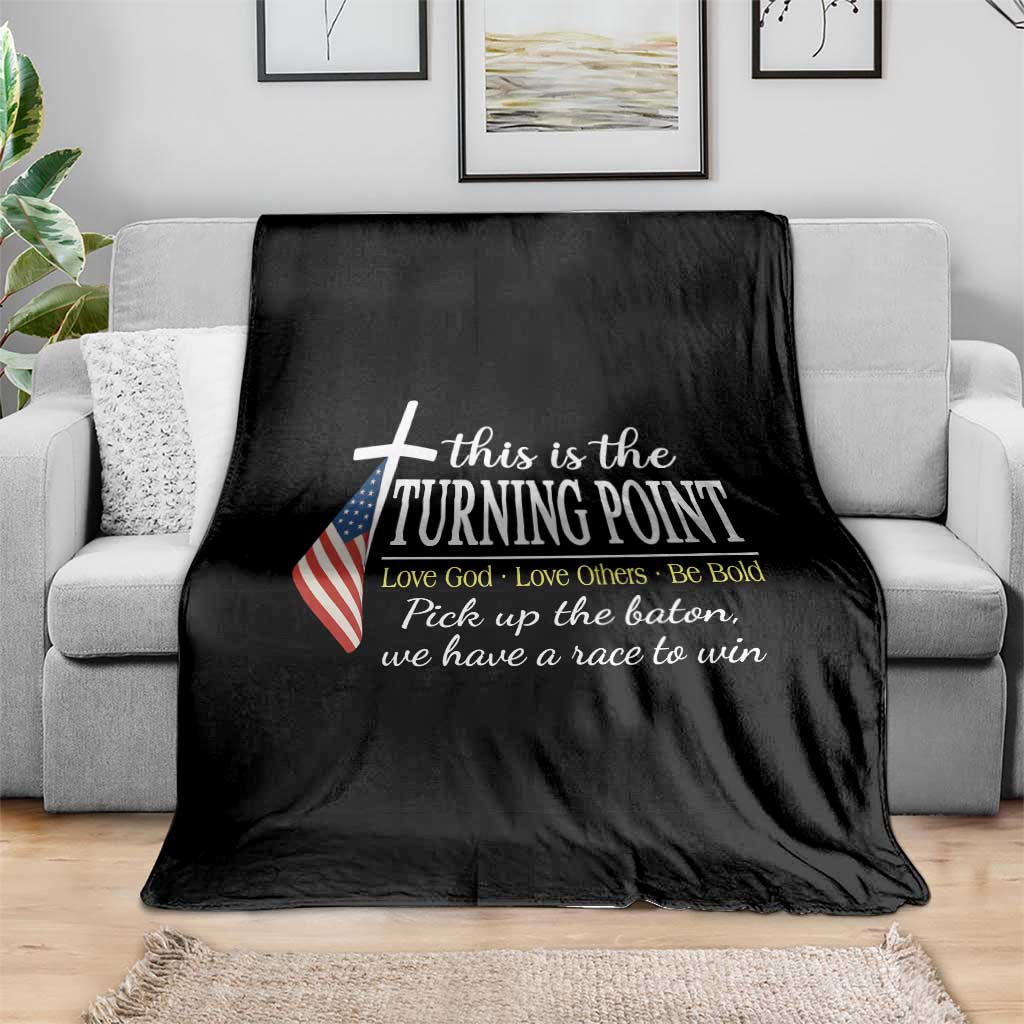 Faith Fueled Turning Point Throw Blanket Christian Patriot Cross and American Flag - Wonder Print Shop