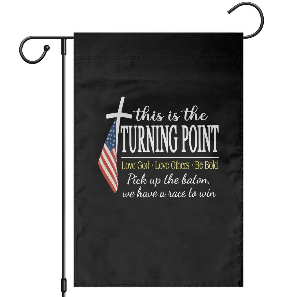Faith Fueled Turning Point Garden Flag Christian Patriot Cross and American Flag - Wonder Print Shop