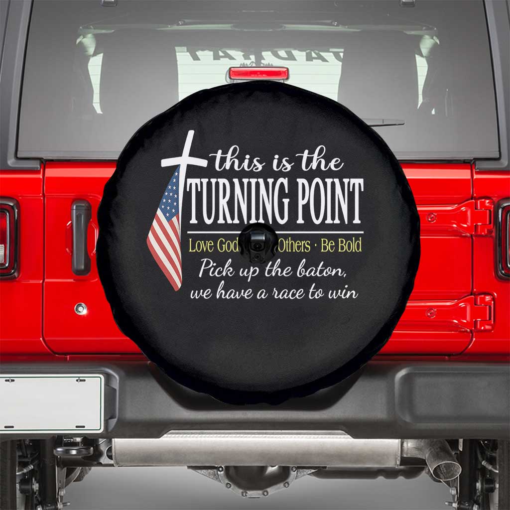 Faith Fueled Turning Point Spare Tire Cover Christian Patriot Cross and American Flag - Wonder Print Shop