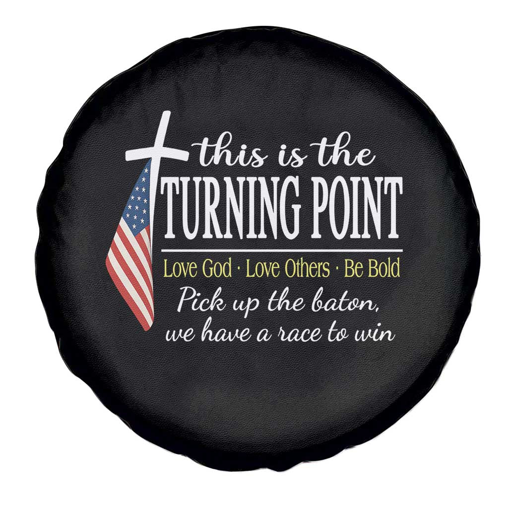 Faith Fueled Turning Point Spare Tire Cover Christian Patriot Cross and American Flag - Wonder Print Shop