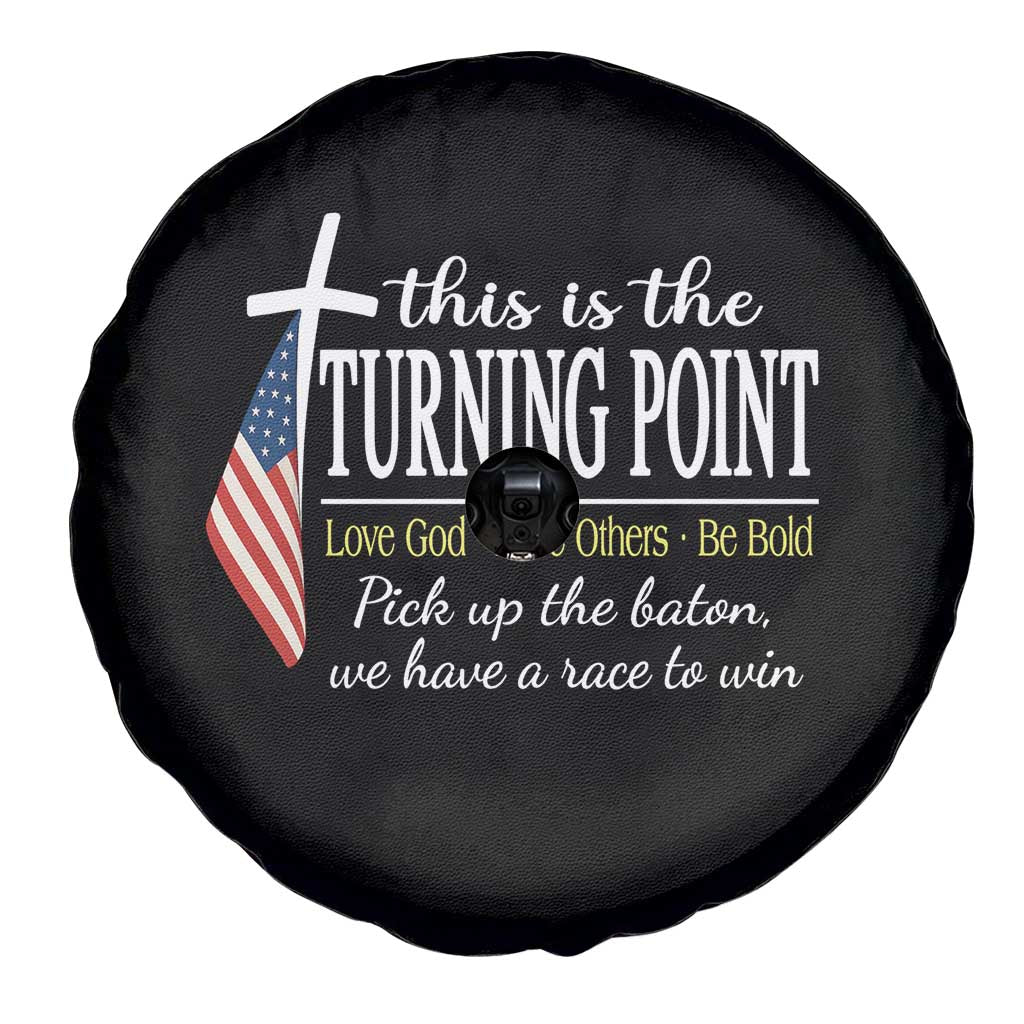 Faith Fueled Turning Point Spare Tire Cover Christian Patriot Cross and American Flag - Wonder Print Shop