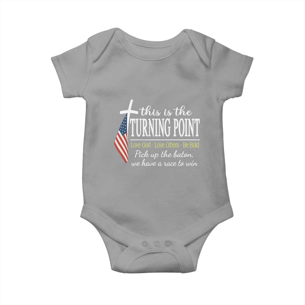 Faith Fueled Turning Point Baby Onesie Christian Patriot Cross and American Flag - Wonder Print Shop