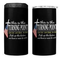 Faith Fueled Turning Point 4 in 1 Can Cooler Tumbler Christian Patriot Cross and American Flag - Wonder Print Shop